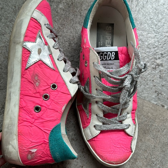 Golden Goose super-star pink, blue, sliver. Looks like new! Size 37 - Picture 1 of 4